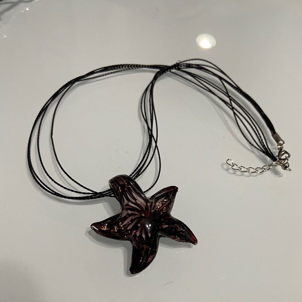 Hand blown glass starfish necklace
